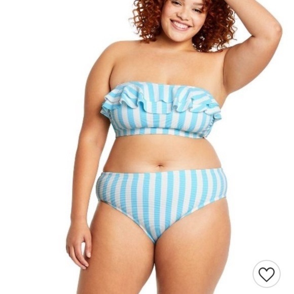 Stoney Clover X Target plus swimsuit 3X stripe blue bikini 2pc - Picture 2 of 10